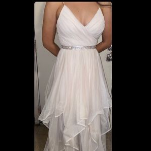 Sequin Hearts Dress with Rhinestone -Belted Layer Gown